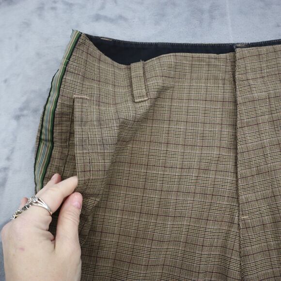 Red Button Shorts Mens 36W Brown Plaid High Waist Flat Front Cargo Bottoms - Picture 10 of 16